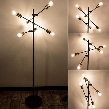 Stehlampe, schwenkbar, H 165 cm, schwarz, messing