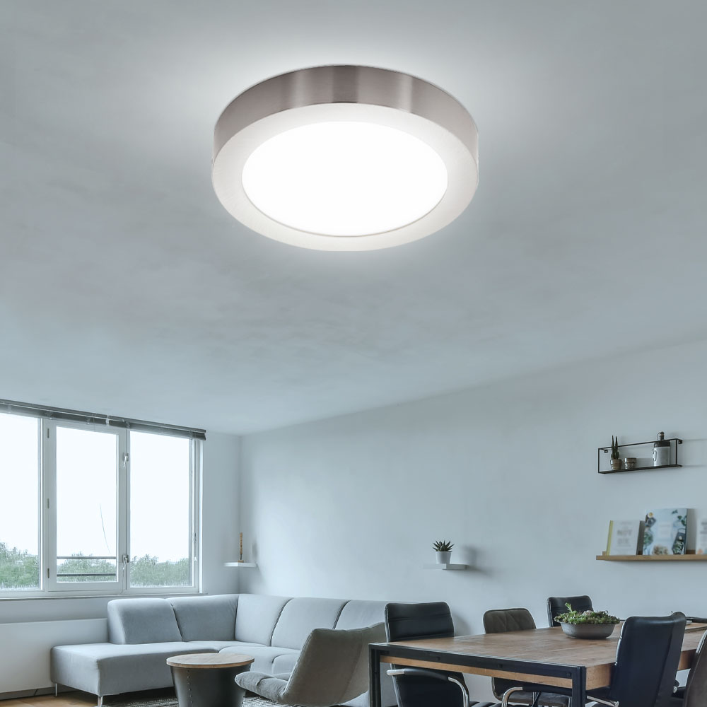 LED Decken Leuchte Dimmbar Tages Licht Lampe Wohn Zimmer Strahler silber  Fernbedienung | ETC Shop