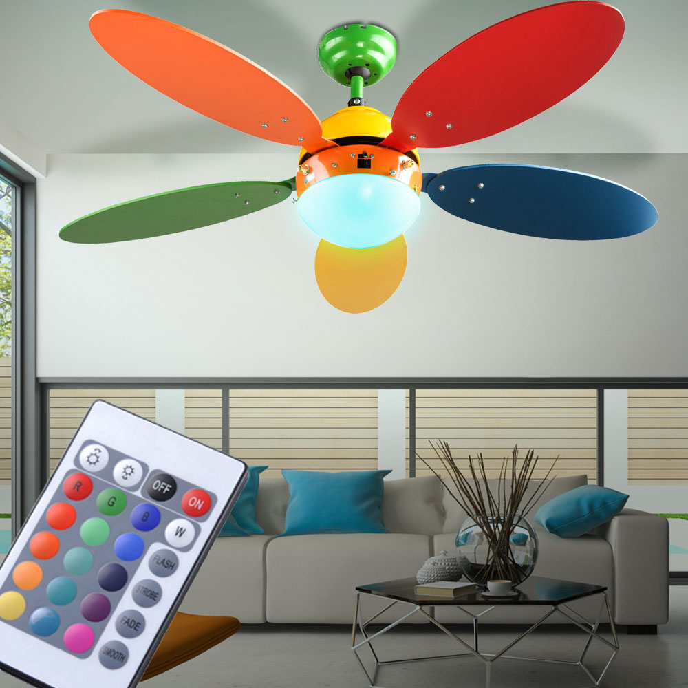 LED Decken Ventilator Kühler Lampe RGB Fernbedienung Leuchte