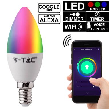 4,8W Smart Home RGB LED Leuchtmittel, E14, Alexa 450 Lumen, DxH 3,7x10 cm