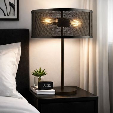 Table lamp, grid, black, H 50 cm