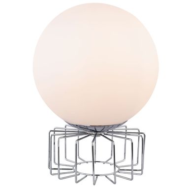 Tafellamp, chroom, glazen bol, opaal, 15 cm