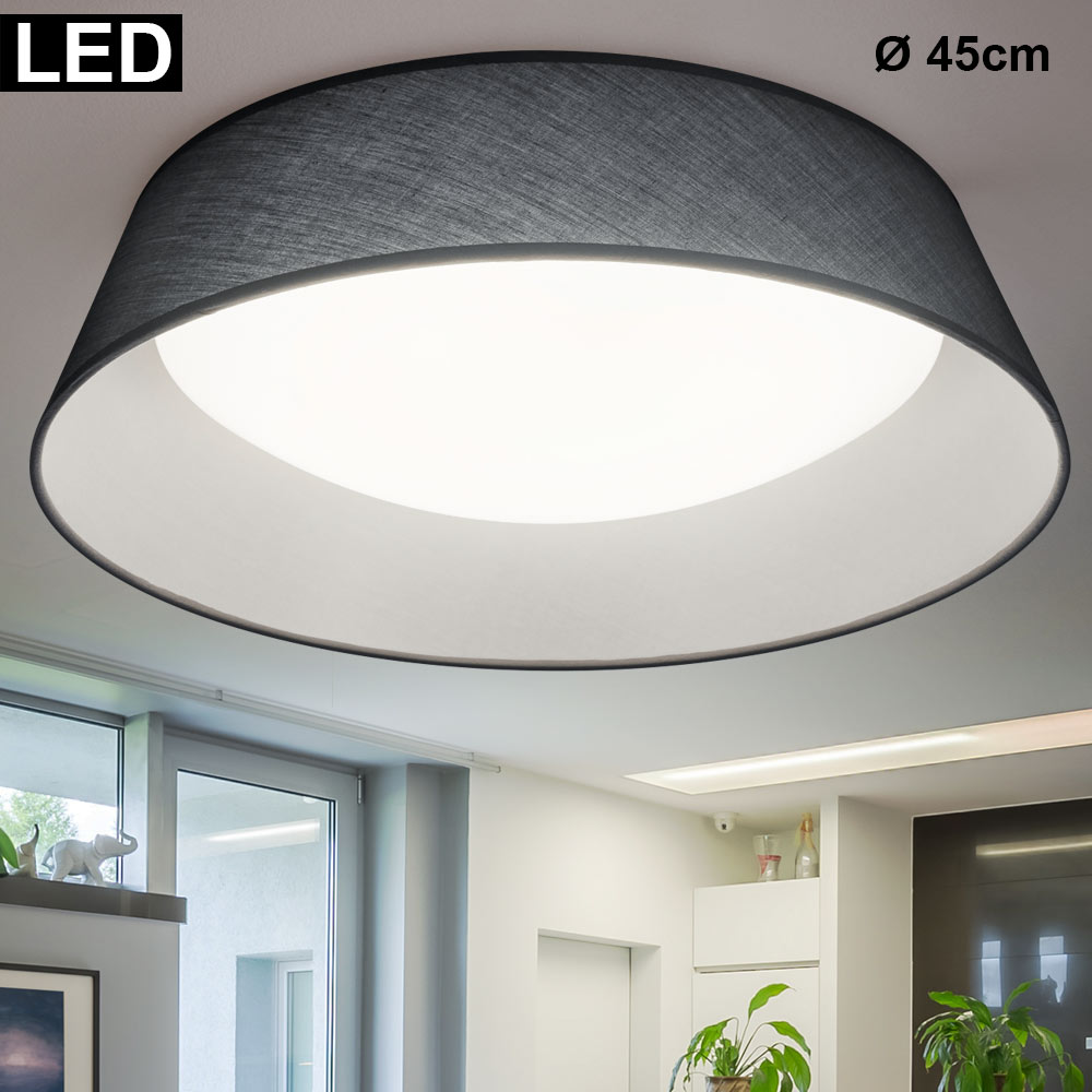 Led Ceiling Light Fabric Gray Round D 45 Cm Ponts Etc Led Ceiling Light Fabric Gray Round