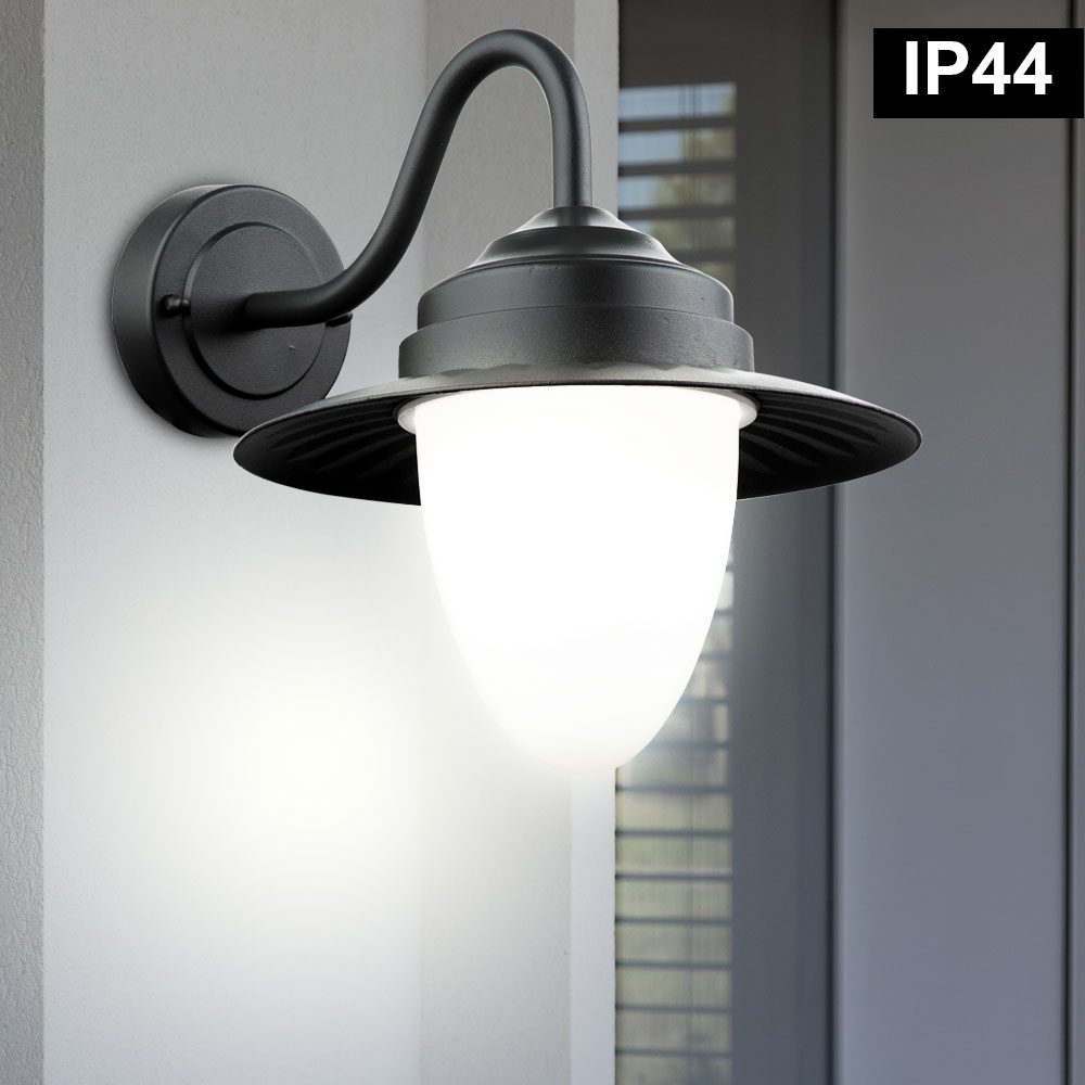 RGB LED Exterior Luz de Pared Regulable Aluminio Lámpara Negro Cristal