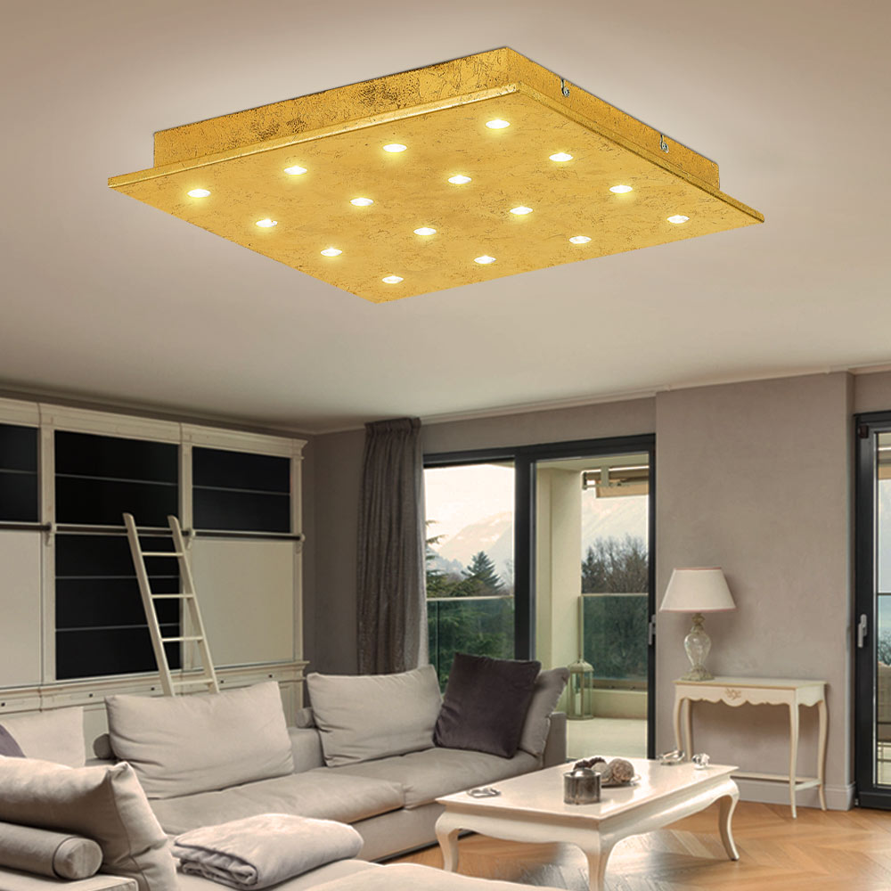 LED Decken Zimmer Gäste Shop ETC Lampe Leuchte | 39056 Schlaf Eglo GOLD Panel Beleuchtung