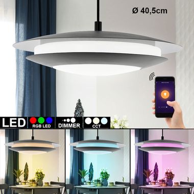 RGB LED Hängeleuchte, Dimmer, App, MONEVA-C