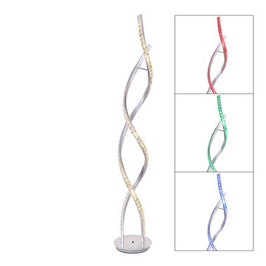Lampadaire cristal LED, chrome, télécommande, H 116 cm