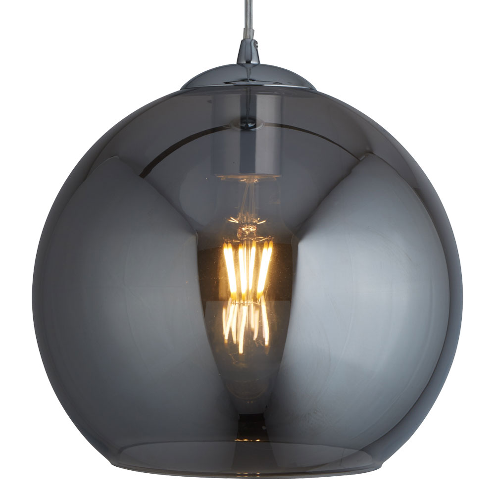 Glas Pendel Strahler Decken Lampe Beulen Kugel RETRO Hänge Leuchte rauchfarben