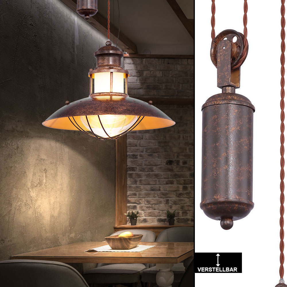 LED Casa de Campo Techo Colgante Lámpara Braun Salón Tren