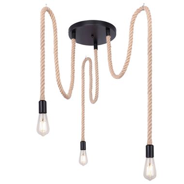 Lampada a sospensione, corda di canapa, marrone, altezza 150 cm, ULLEU