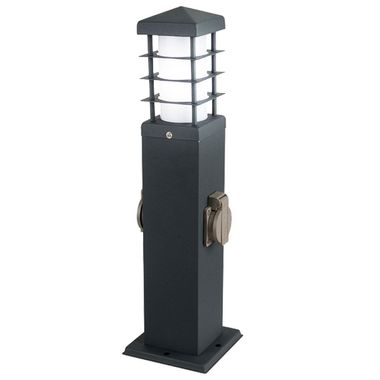 Path light, 2 sockets, stainless steel, grey, H 45.5 cm