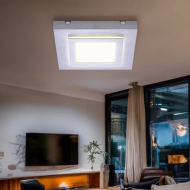 Plafonnier LED, aluminium, argent, blanc chaud, L 30 cm