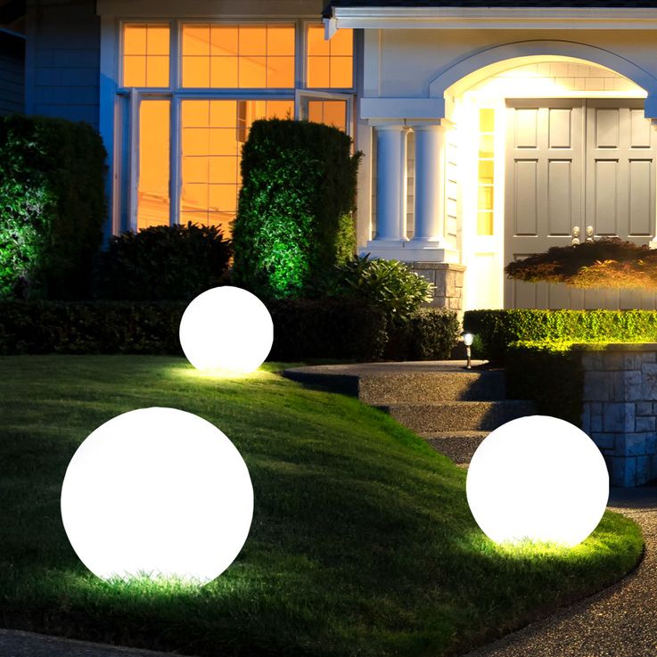 2pcs LED Solar Round Bulb Lawn Light Waterproof Spike Outdoor