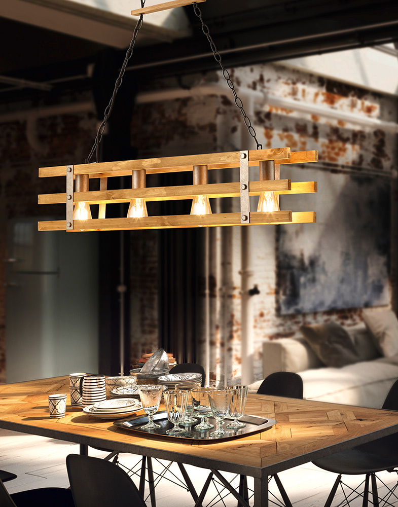 Retro Stil LED Pendel Strahler Decken Lampe FILAMENT Küchen Holz Hänge