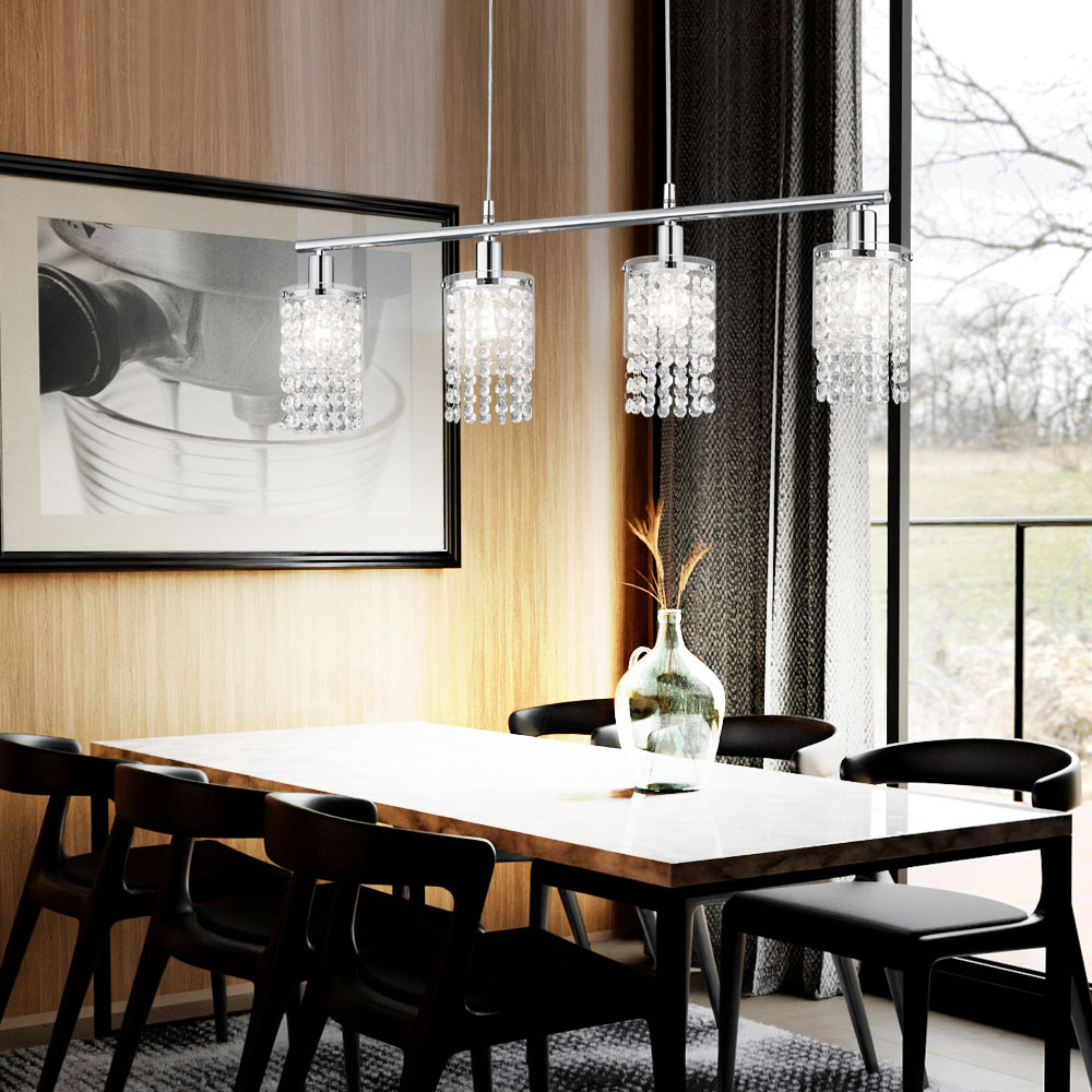 Kristall Decken Pendel Lampe Wohn Ess Zimmer Beleuchtung Hänge Lampe im Set  inkl. LED Leuchtmittel | ETC Shop