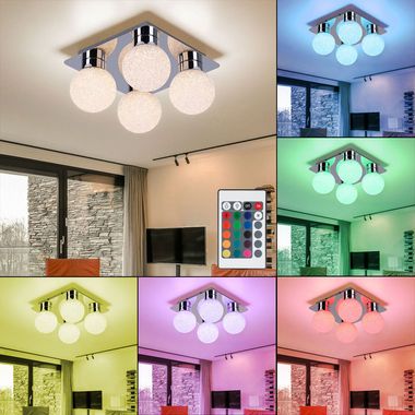 Lampa sufitowa LED RGB, kule, możliwość ściemniania, pilot zdalnego sterowania