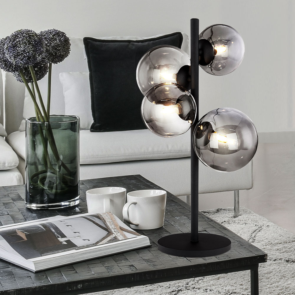 Lampe de chevet écritoire LED lampe en métal éclairage boules de verre noir