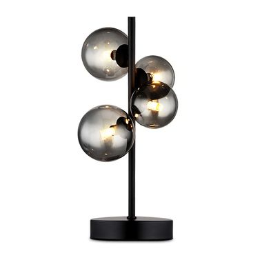 Lampa stołowa LED, metal, czarny, szkło, dym, kule