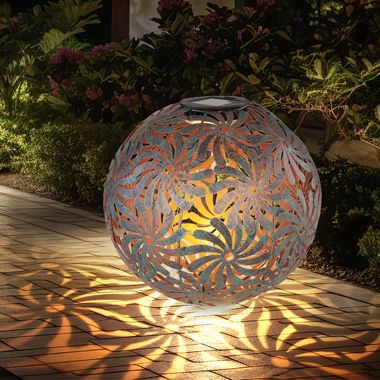 LED solar plug-in light, ball, antique gold, D 26 cm