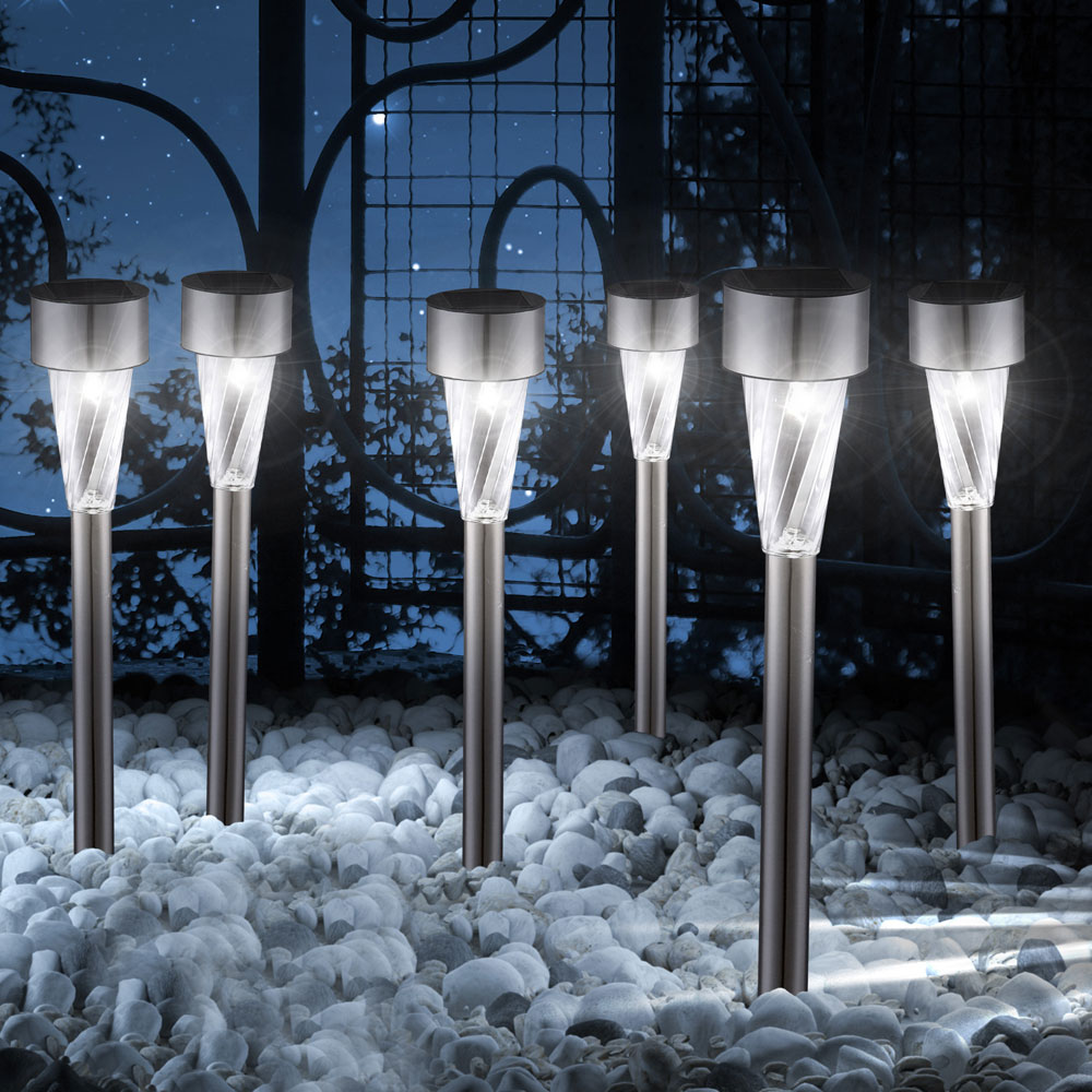 8er Set LED Außen Leuchten SOLAR Erdspieß Hof Beleuchtung Veranda Steck