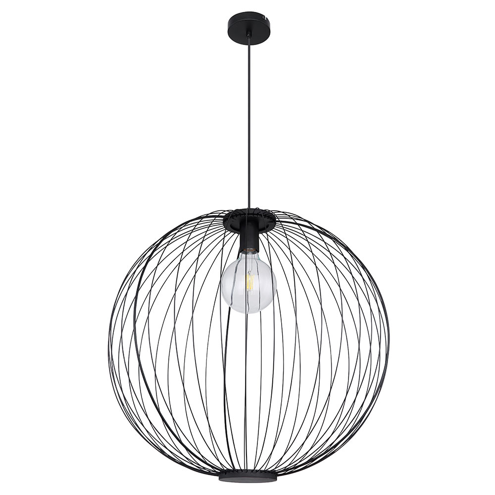 Lampe à suspension lampe à suspension en métal laiton noir lampe de salon  plafonnier en forme de cage, forme de treillis, 1x E27, DxH 20x150 cm