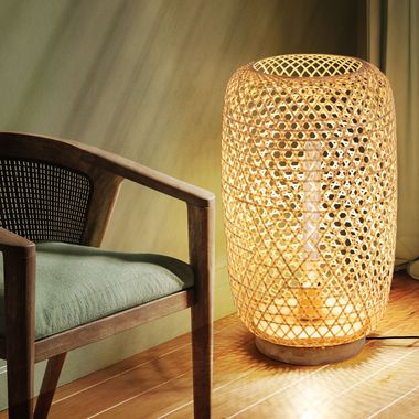 Lampadaire, maille de bambou, naturel, H 55 cm