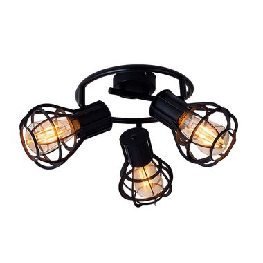Ceiling lamp, metal cage, black, adjustable spots, BARCA