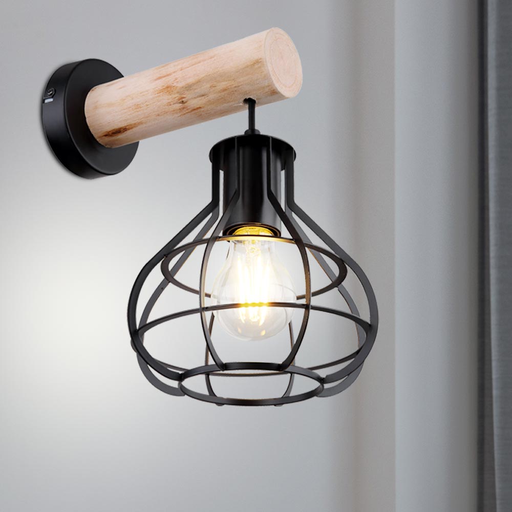 Wand Lampe Ess Zimmer Lese Spot Leuchte Gitter Käfig Beleuchtung schwarz |  ETC Shop