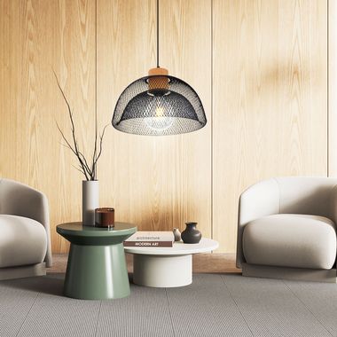 Hängeleuchte, Käfig, Kork, schwarz, H 150 cm, VITIANO