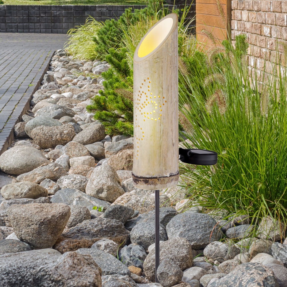 LED Solar-Steckleuchte, Bambus, Dekor-Stanzungen, H 79,5 cm | ETC Shop
