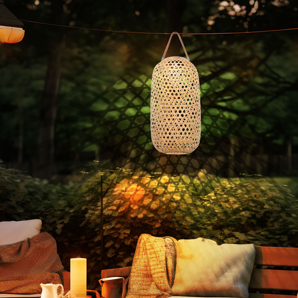 Auen Solarlampe Hngeleuchte Bambus Balkondeko Stehlampe natur LED H 56,5  cm | eBay