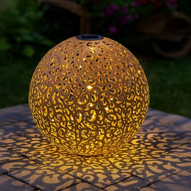 LED-zonnelicht, roestbol, decoratief gestanst, 40 cm