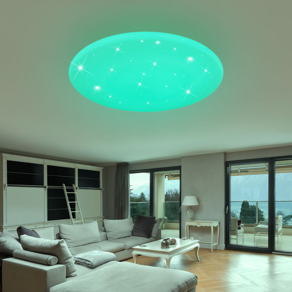 Plafonnier LED RGB salon effet étoile variateur lumière du jour  TÉLÉCOMMANDE, ETC Shop: lampes, mobilier, technologie. Tout d'une source.