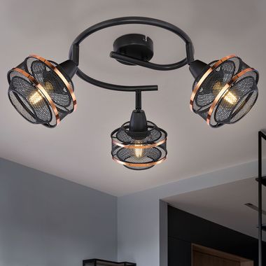 Ceiling rondel, spot, grille, black and gold, BELLONA