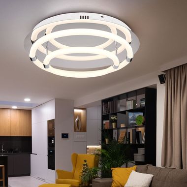 LED ceiling lamp, ring design, 4 lights, white