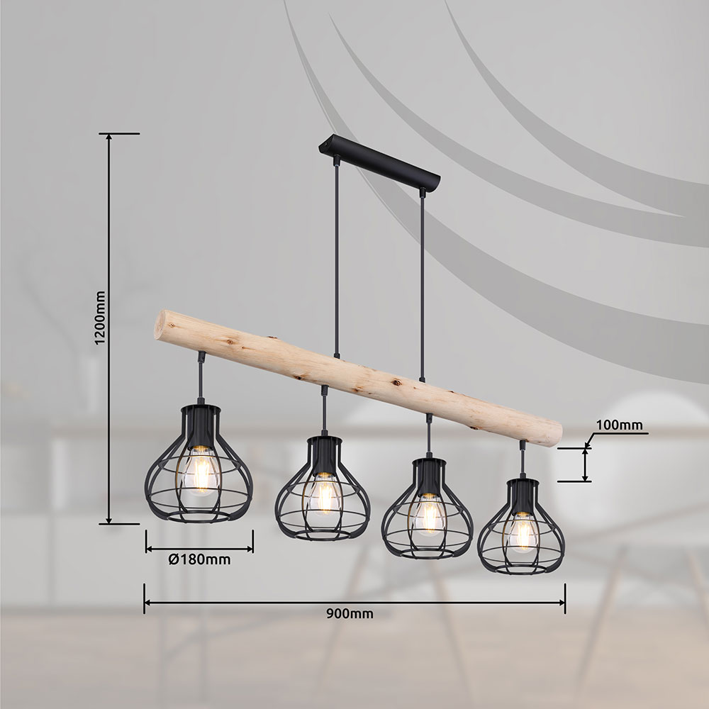 Plafonnier pendule suspendu lampe à incandescence bois clair bar éclairage  salon salle à manger cuisine dans