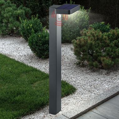LED Solar Sockelleuchte, Bewegungsmelder, Edelstahl, H 60
