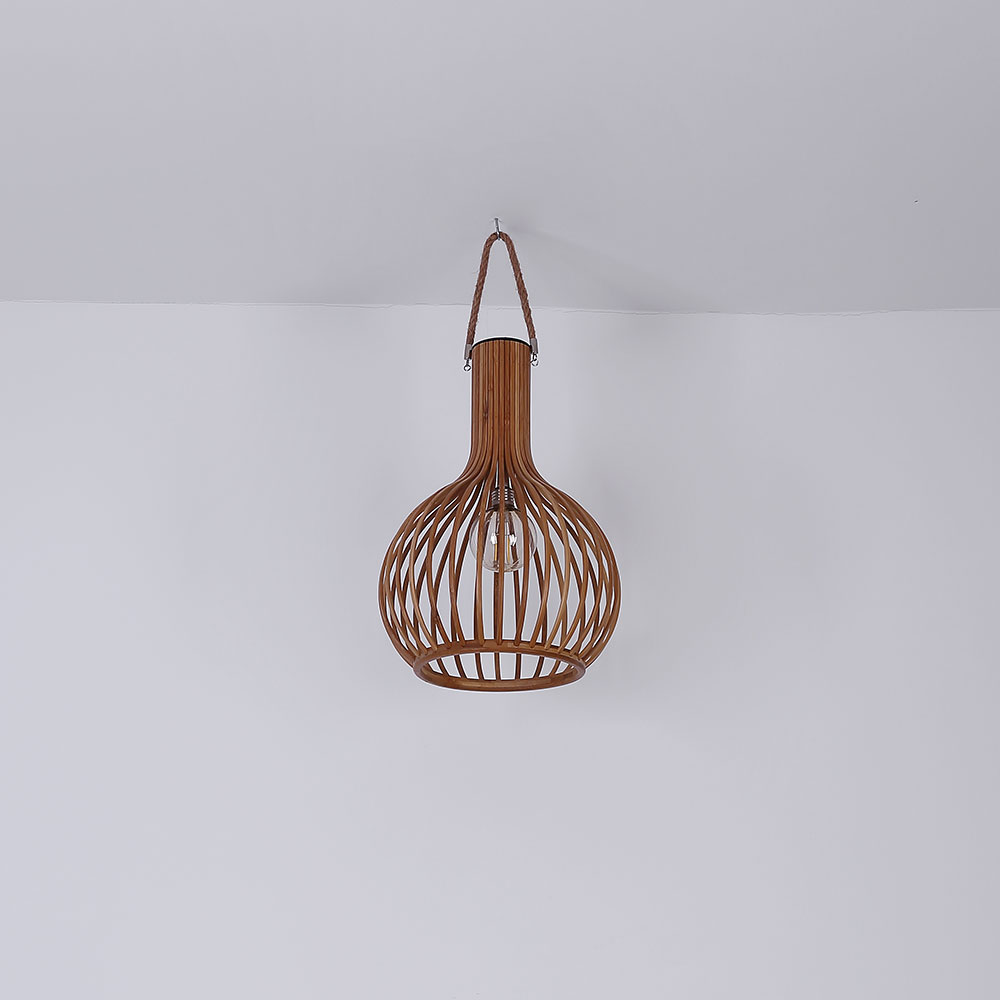 2er Set LED Hänge Leuchte natur SOLAR Pendel Lampe Baum Strahler Bambus