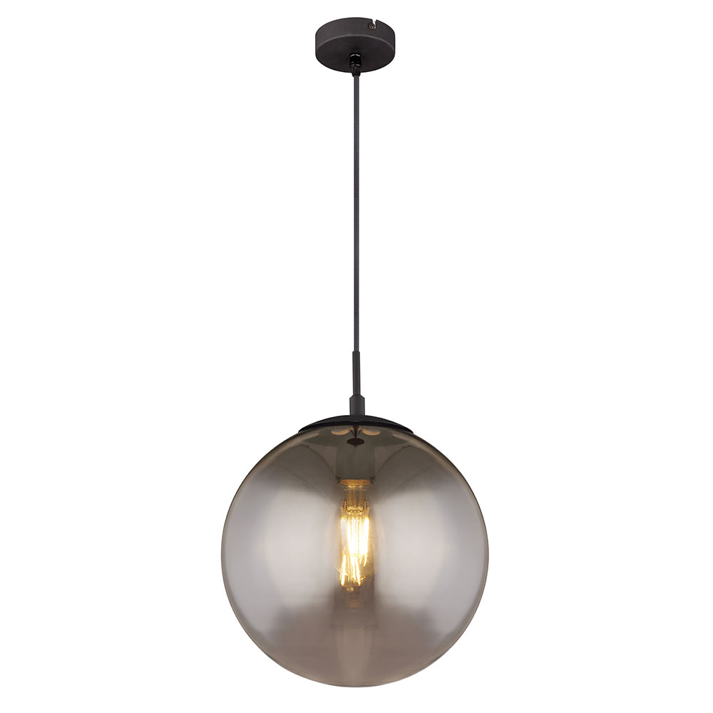 Design-Hängelampe Schwarz Mit Rauchglas-Kugeln - Hepta