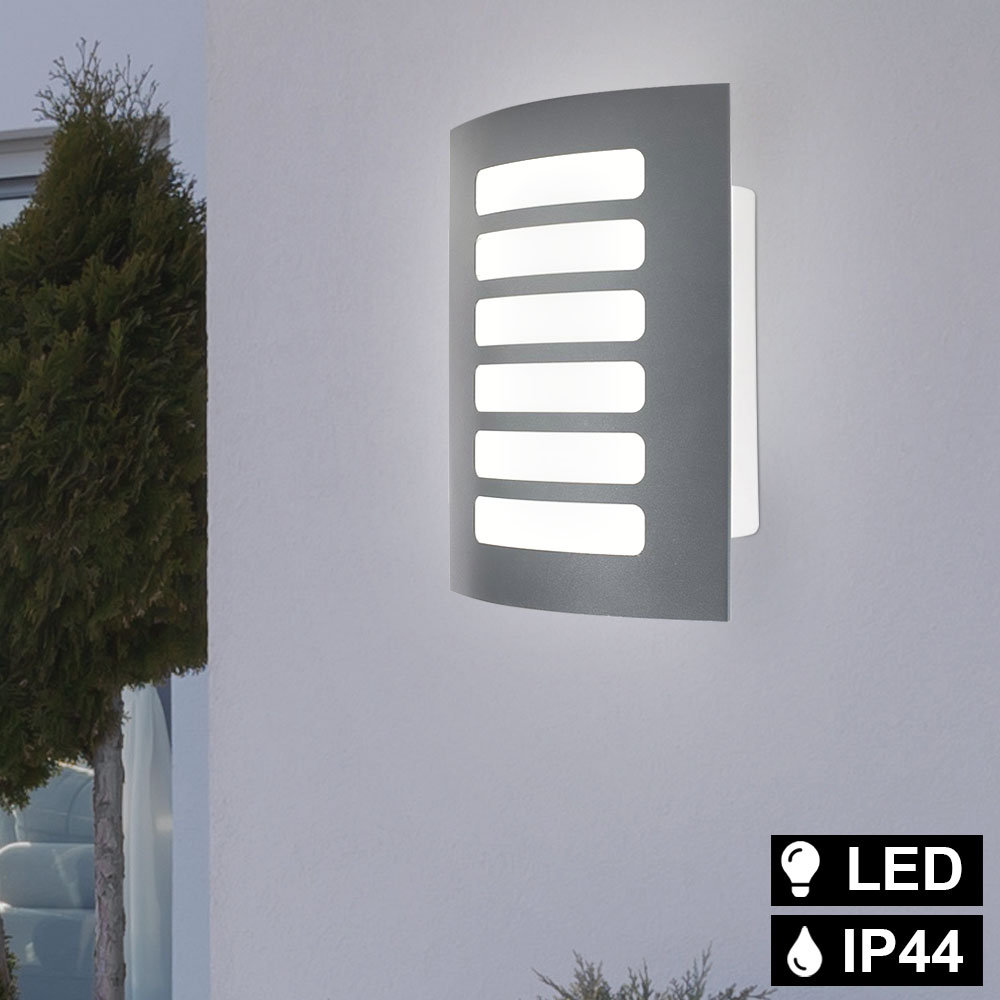 Design LED Außen Wand Lampe Fassaden Balkon Garten Leuchte grau ALU