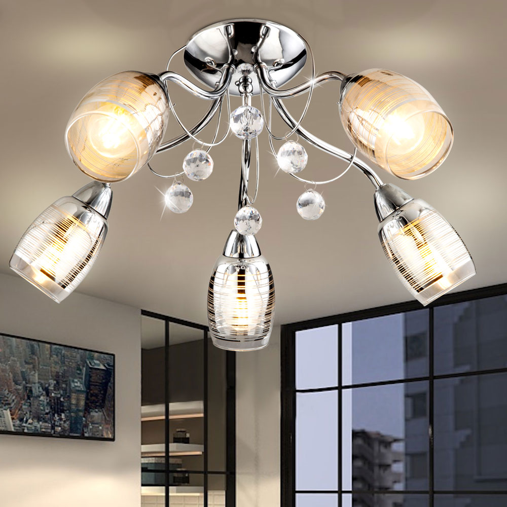 LED Kristall Strahler Schlaf Zimmer Chrom Leuchte Design Decken Lampe
