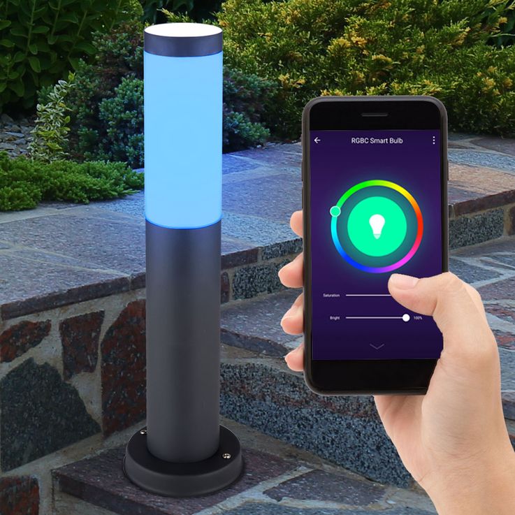 LED Außen Steh Lampe Hof ALU Sockel Leuchten Smart Home RGB Alexa Google DIMMBAR
