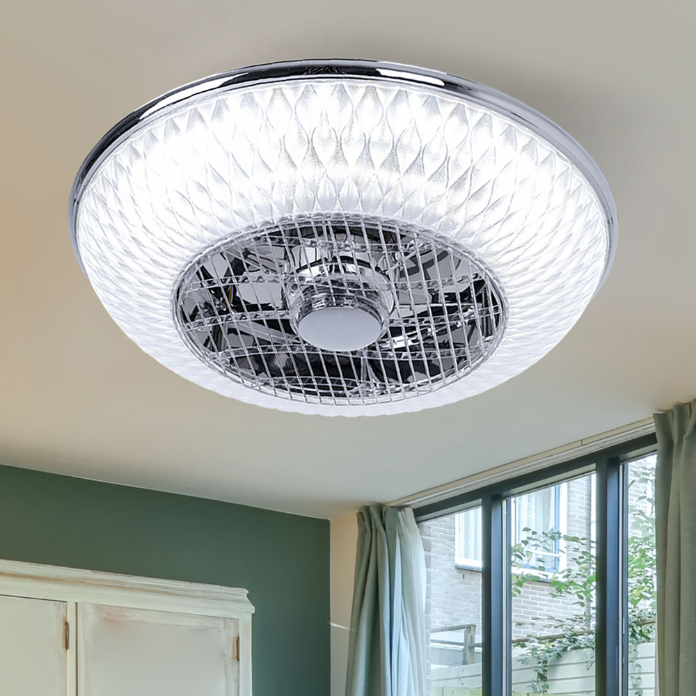 Ceiling fan with LED light, remote control, dimmable, CCT circuit  