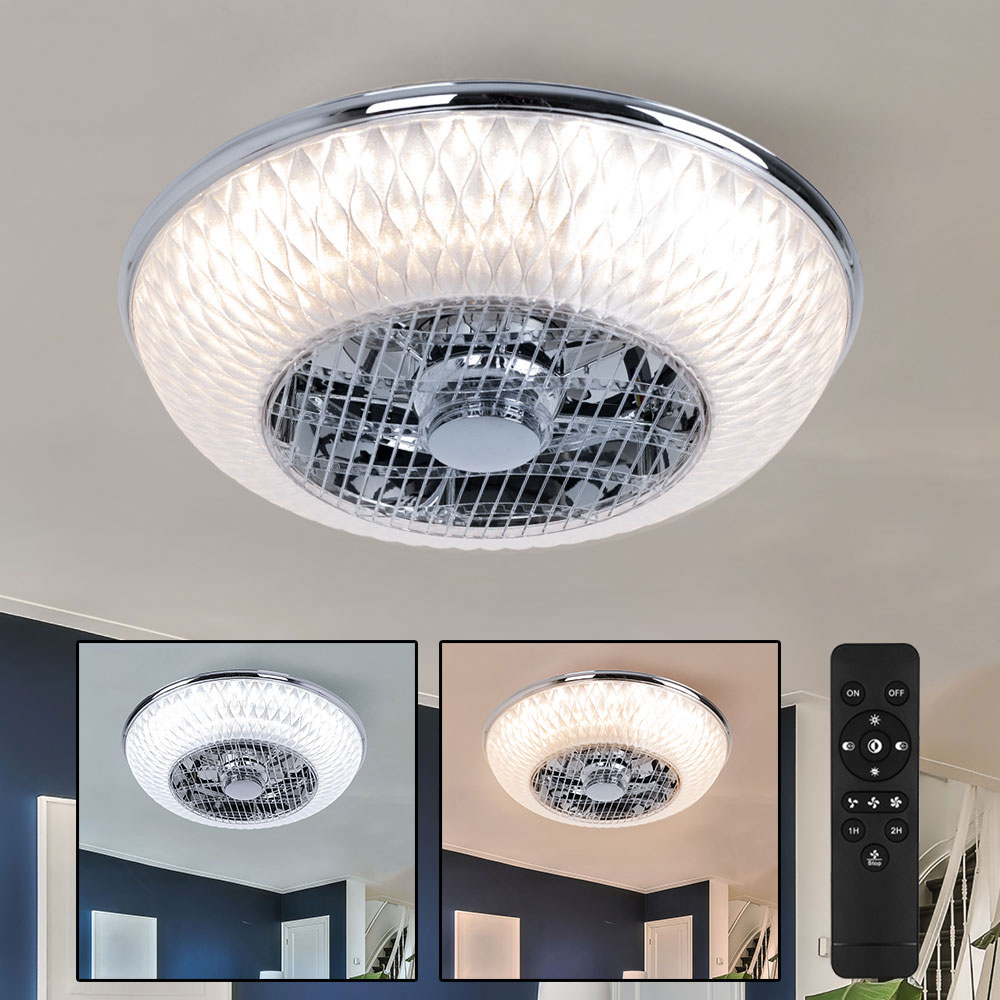 Ceiling fan with LED light, remote control, dimmable, CCT circuit  