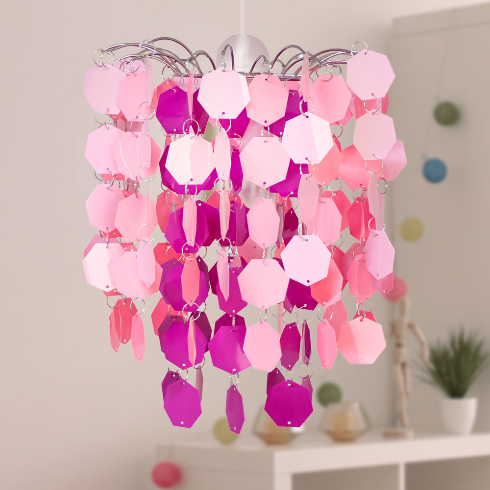 Lampe suspendue pour enfants, éclairage de la chambre des filles,  plafonnier rose-rose dans un ensemble