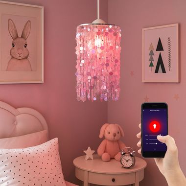 RGB LED Hängeleuchte, silber, App-/Sprachsteuerung