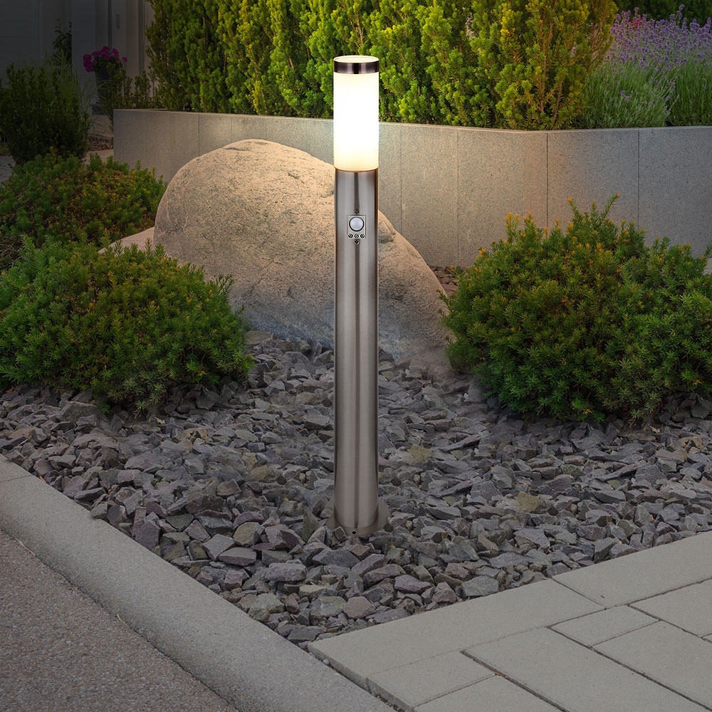 Design Außen Steh Leuchte dimmbar ETC LED Edelstahl Sockel Garten Leuchtmittel Set | inkl. Lampe RGB im Shop SENSOR Fernbedienung
