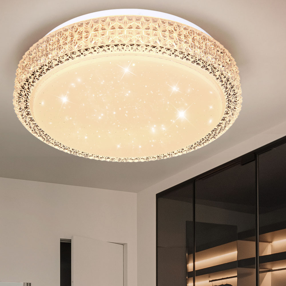 Deckenleuchte Deckenlampe LED Wohnraumleuchte Sterneneffektlampe mit CCT  Steuerung, Metall Acryl, 12 Watt 700 lm Tageslicht, DxH 33x6,3 cm