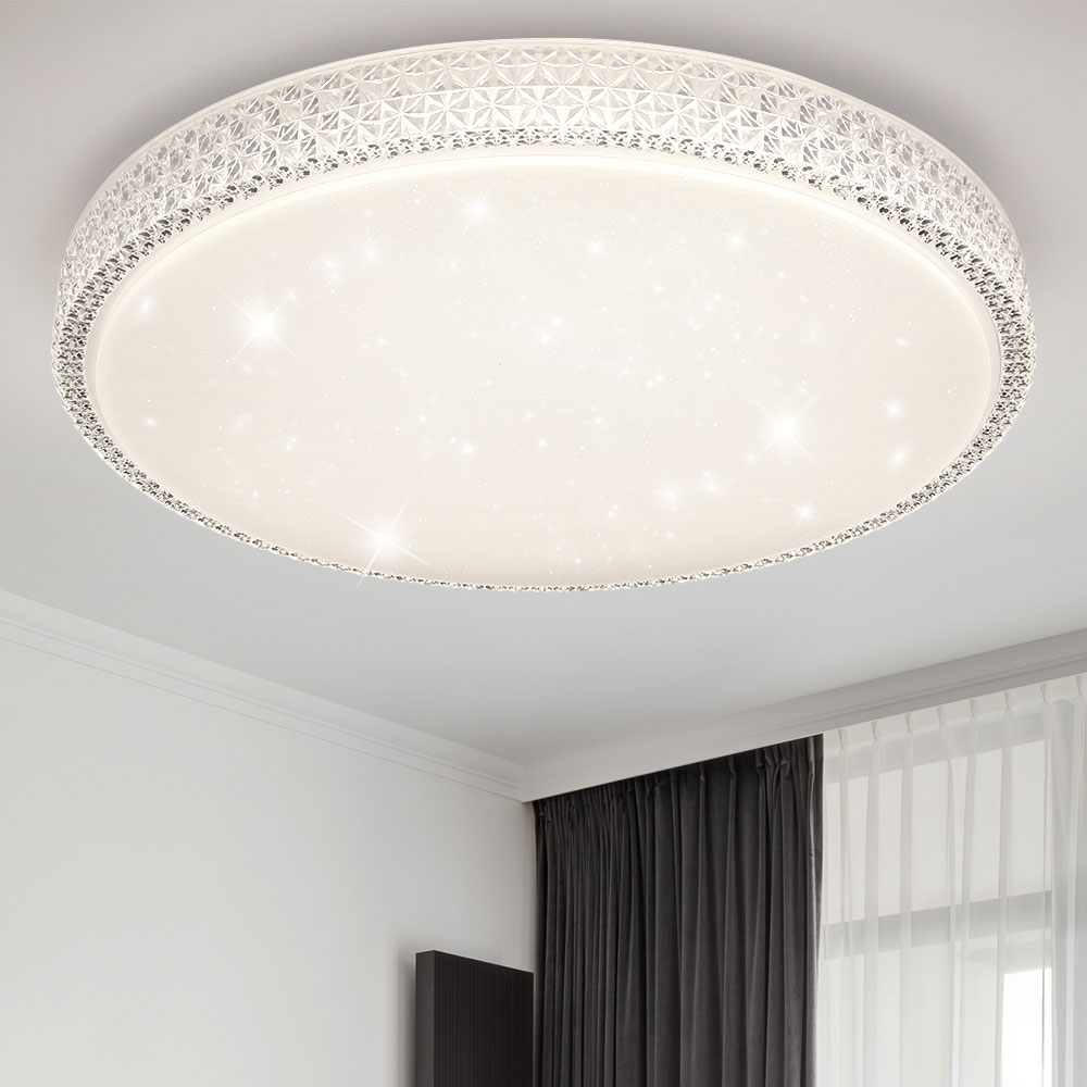 Decken CCT Design Leuchte weiß Sternen | ETC Wohn Lampe Effekt LED Kristall Fernbedienung Zimmer Strahler Shop DIMMBAR