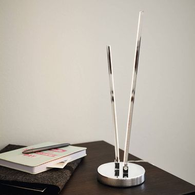 Lampada da tavolo LED, ALU, cromo, altezza 37 cm, PARRI